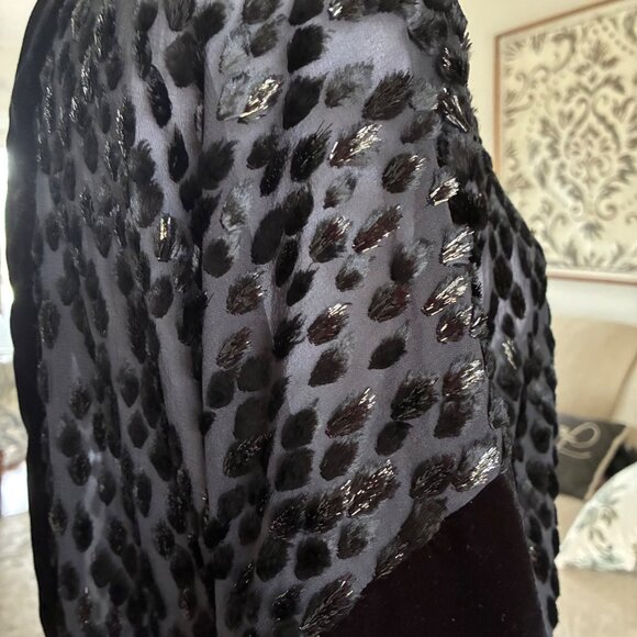 Carlisle Collection Silk & Velvet Burnout Blouse With Sparkle - Evening Sz 8 - Picture 8 of 11